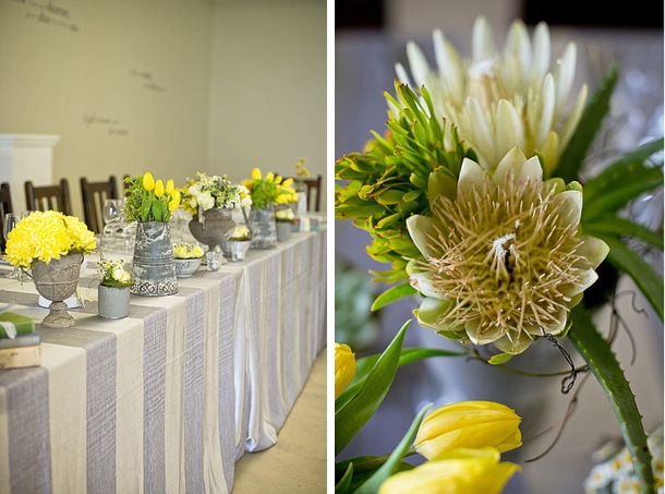 décoration mariage jaune et gris