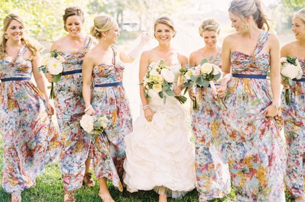 white floral bridesmaid dress
